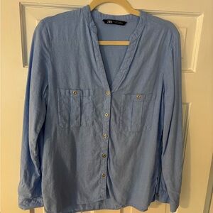 Zara Sky Blue Casual Shirt